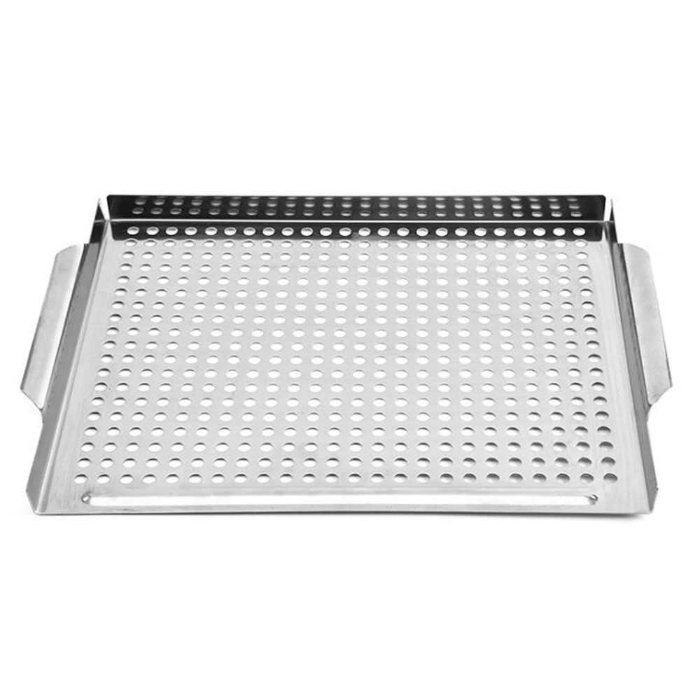 Bandeja de parrilla de acero inoxidable para hornear, cesta para parrilla de verduras, rejilla para barbacoa, utensilios para Wok para barbacoa