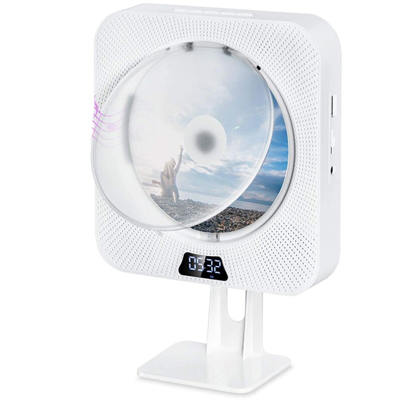 Portable CD Player Bluetooth Built-in Home Audio USB MP3 Player: White EU