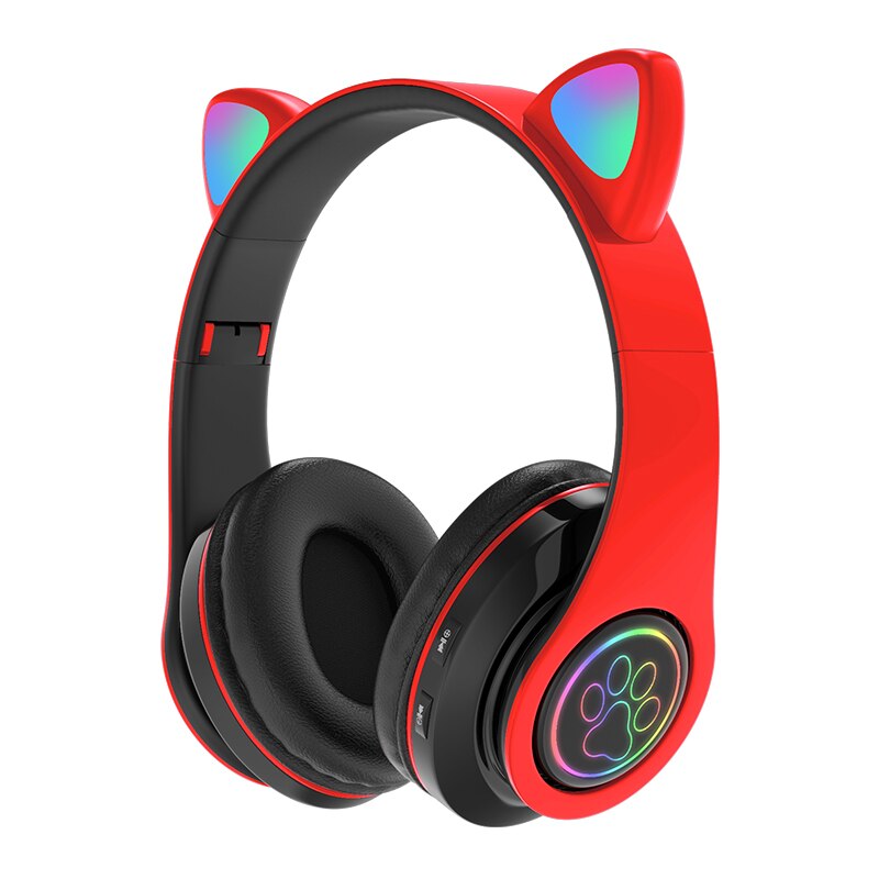 Roze Gaming Led Kat Ear Hoofdtelefoon Bluetooth Noise Cancelling Kids Meisje Headset Ondersteuning Tf-kaart Fm Radio Met Microfoon Draadloze + Bedrade: 05