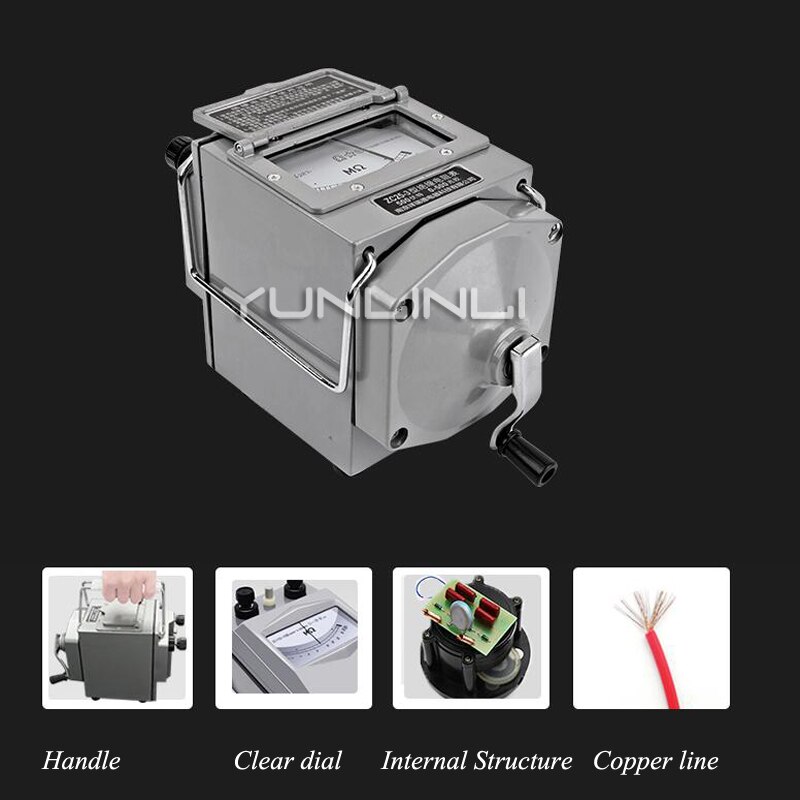 Megohmmeter Insulation Resistance Tester Electrical Resistance Meter Instrument Equipment 1000V Aluminum Shell Zc25-4