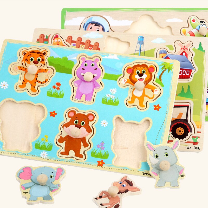 Nowe dziecko zabawki Montessori drewniane Puzzle pojazd animowany cyfrowy Puzzle z motywem zwierzęcym układanka nauka zabawki edukacyjne dla dzieci