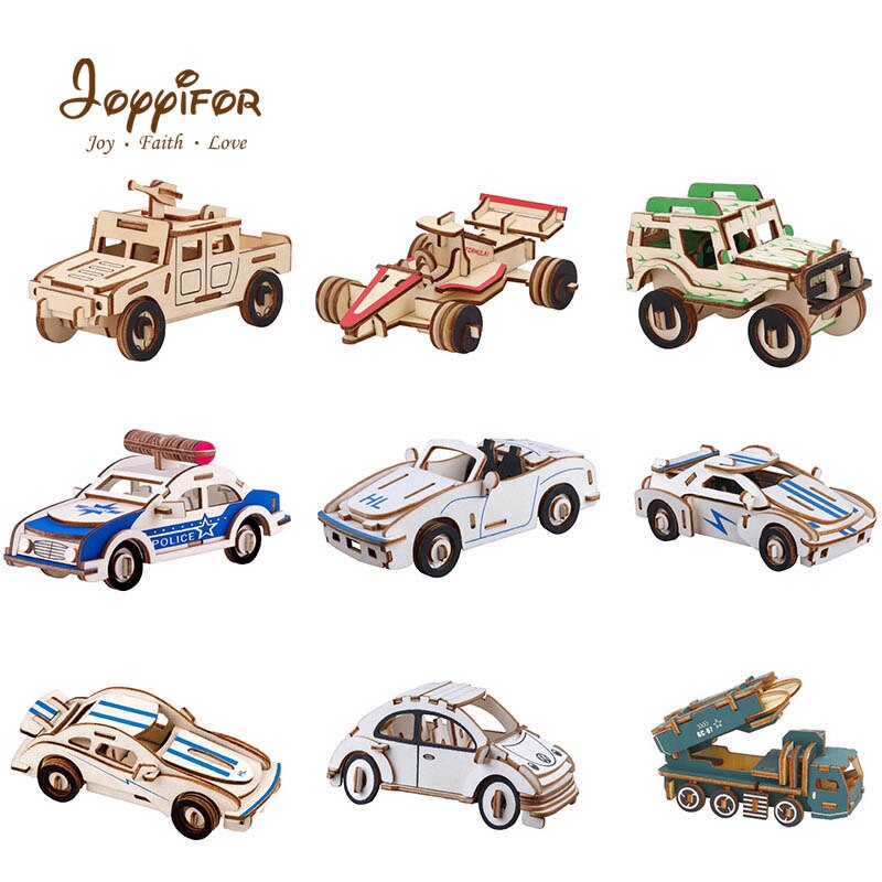 3D personality Wooden three-dimensiona Sports car, racing carDIY simulation model children's educational toys