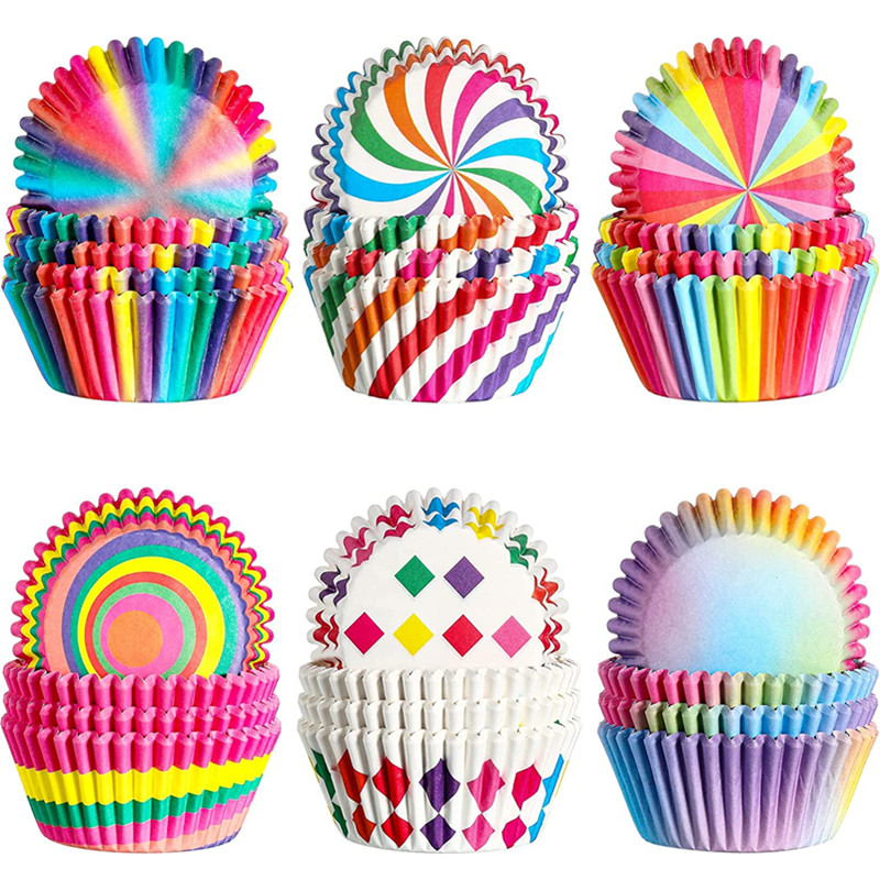 Piezas de papel para magdalenas, caja para hornear magdalenas, bandeja para fiestas, herramientas de decoración de pasteles, cumpleaños, 100