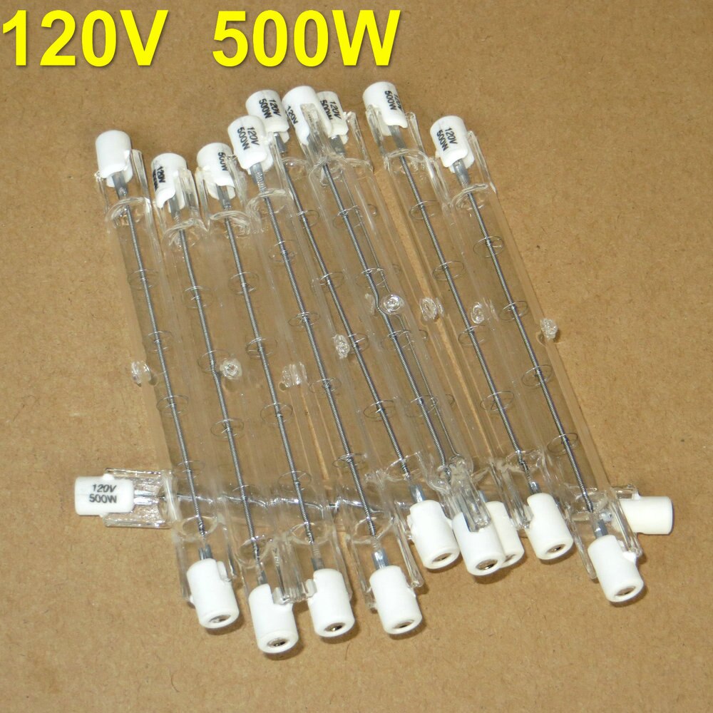 10Pcs HALOGEN LIGHT BULB 120V 500W 500 WATT J TYPE T3 R7S 118mm
