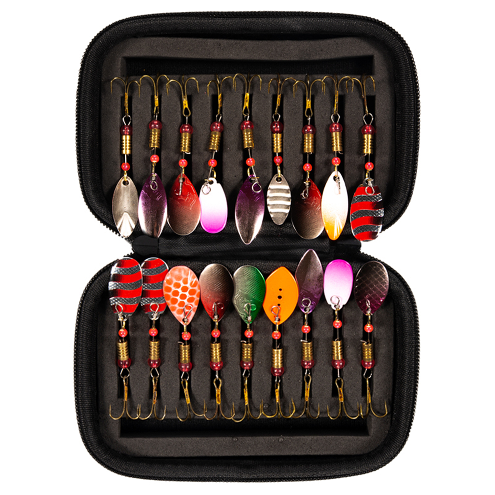 16pcs Fishing Spoons Lures Metal Baits Set for Trout Bass Casting Spinner Fishing Bait with Storage Bag Case Fishing Accessorise: 18psc set random