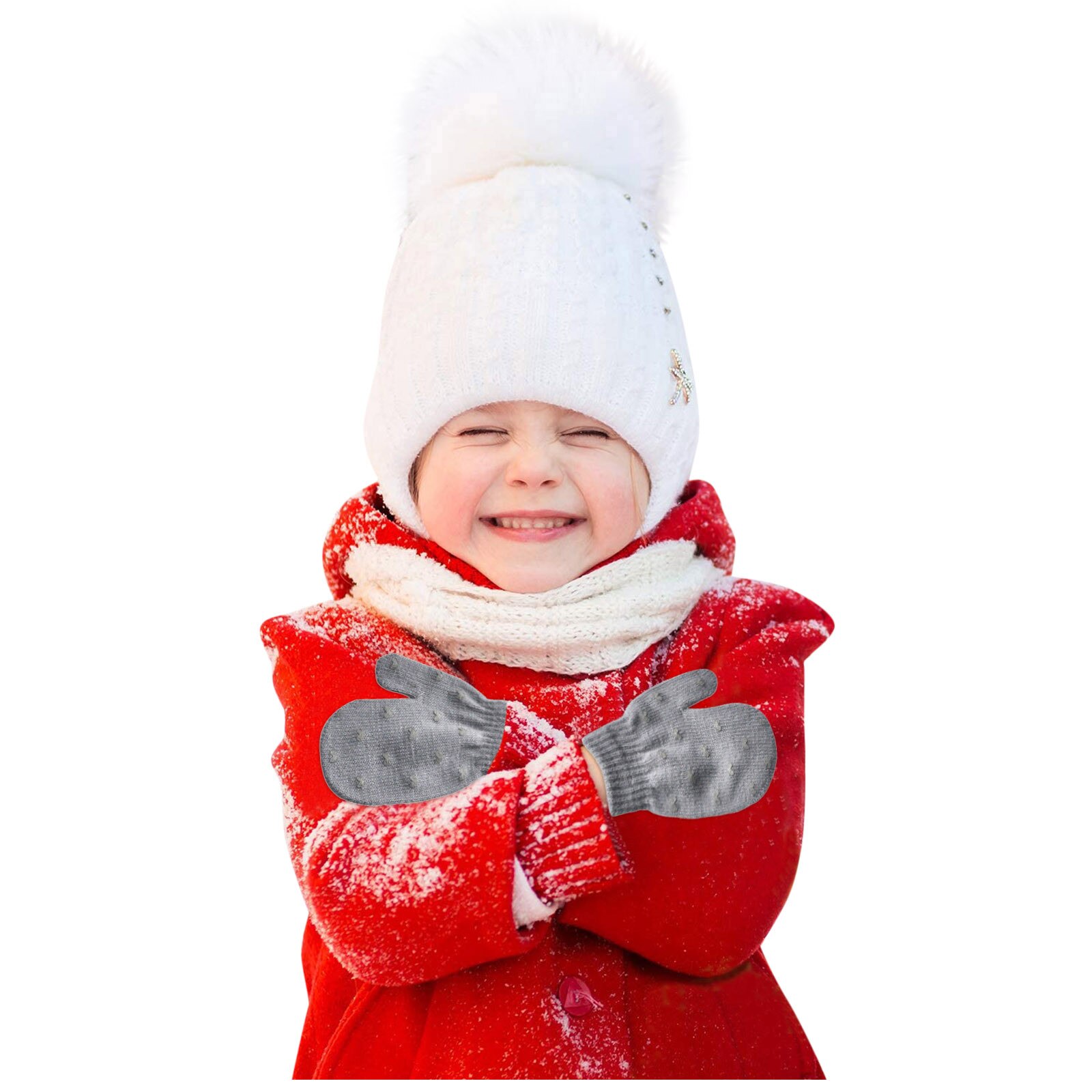 3 #3/5Paare freundlicher freundlicher Jungen Mädchen Winter Nette Liebe Herz Warme Gestrickte Handschuhe Einfarbig Handschuhe Baby Zubehör 1-4y Handschuhe