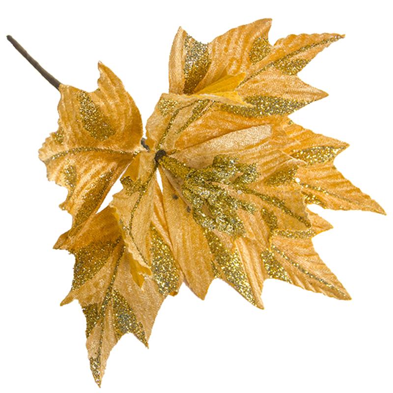 Kunstmatige kerstster glitter kerstster bloem prikkers kerstboom bloemen kerstboom decoratie accessoires feestbenodigdheden: Geel
