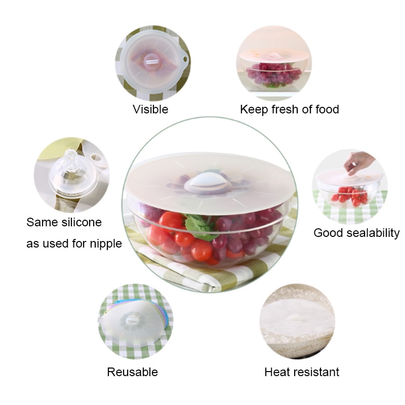 Extra large and large silicone cover kitchen reusable food storage covers suction silicone lids seal for pots and pans