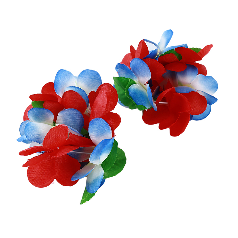 Hawaiian Hula Flower Garland Set Lei Luau Hula Fancy Dress Beach Part Flower Garland Necklace Headband Bracelet Wristband 4pcs