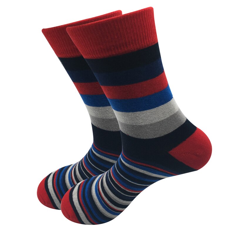 men&#39;s socks casual men socks color stripes five pairs of large size 45-46-47-48 cotton socks no box