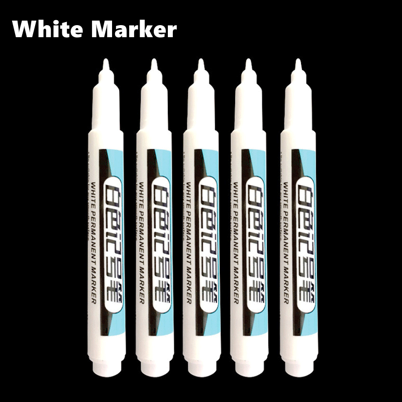Set van 0.7/1.0/2.5mm witte verfmarkers met fijne punt, olieachtige, permanente verf voor steen, stof, hout, metaal, glas, canvas, banden en graffiti.