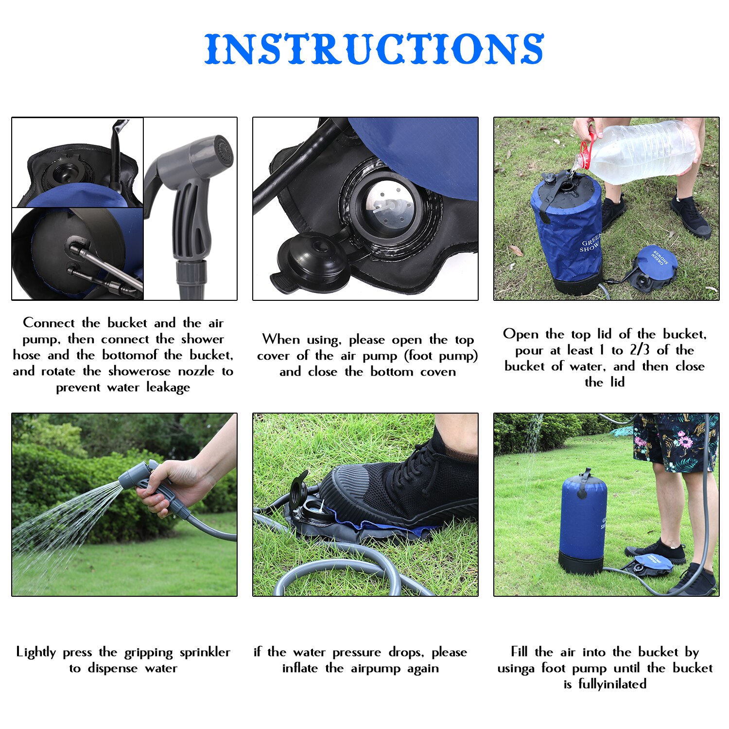 Outdoor Shower Camping Equipment PVC Pressure Shower Inflatable Shower Pressure Shower Water Bag Camping Bathing Multitool