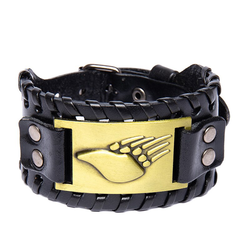 Trendy Wolf Klauw Totem Viking Armband Mannen Armband Mode Lederen Geweven Accessoires Partij Sieraden Hip Hop Sieraden: bronze