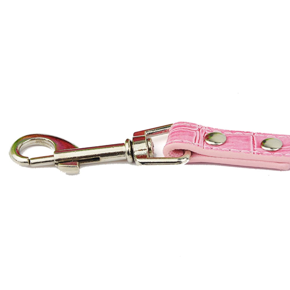 Correa de cuero suave con patrón de cocodrilo para perro, cadena de plomo para cachorro, novedad de