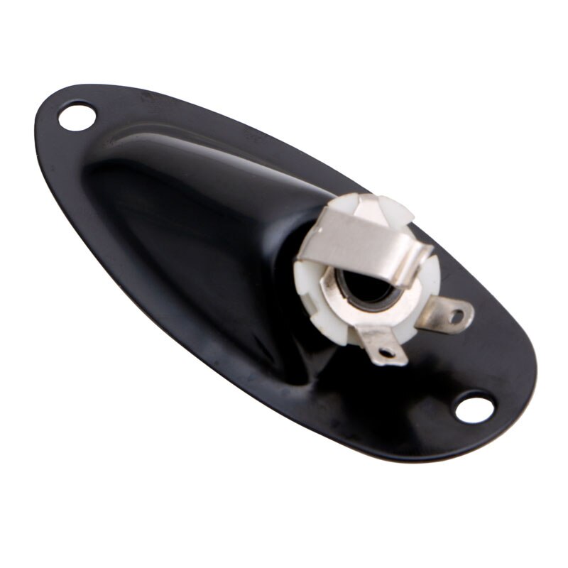 Black Boat Input Output Jack Plate Socket With Screws For Strat Guitar