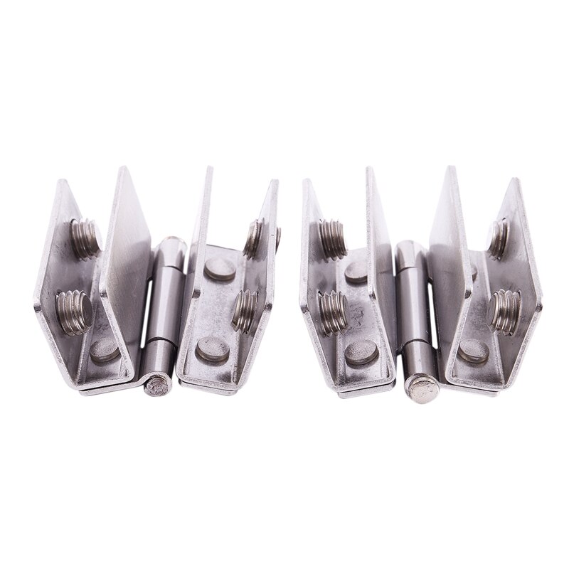 2x Shower Glass Door Adjustable Double Clamp Hinge Silver