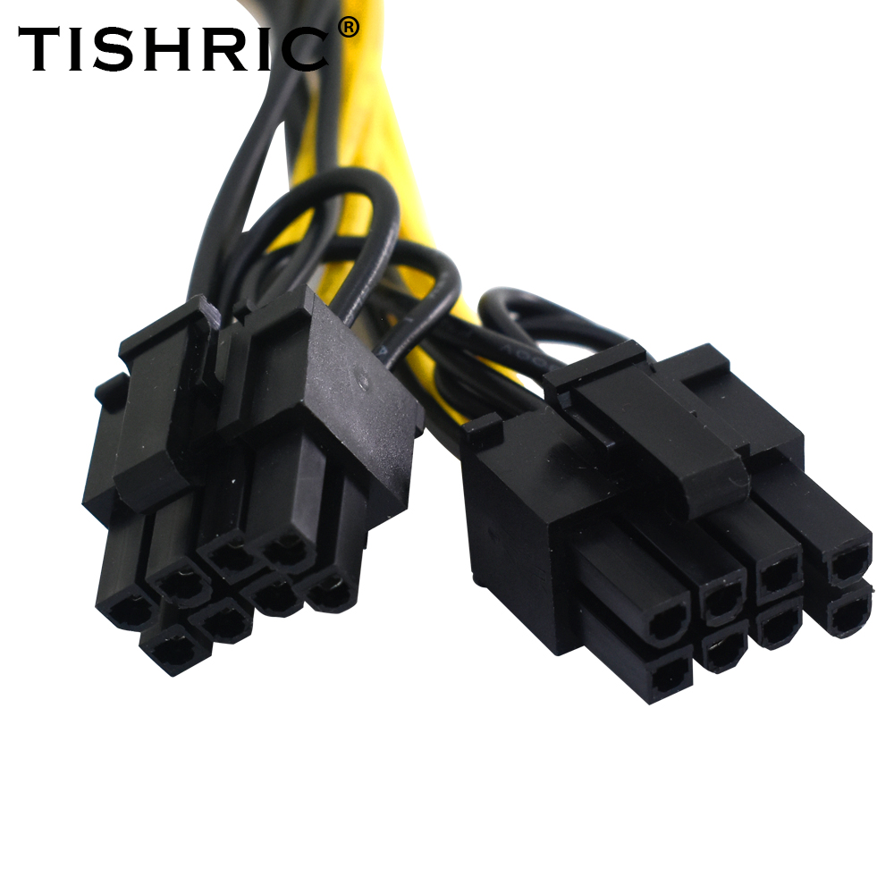 Tishric Pcie 8 Pin Naar Dual Pcie 6 + 2 Pin Power Cable Pci Express Voor Mijnbouw Rig Moederbord Grafische pci-E Gpu Power Datakabel