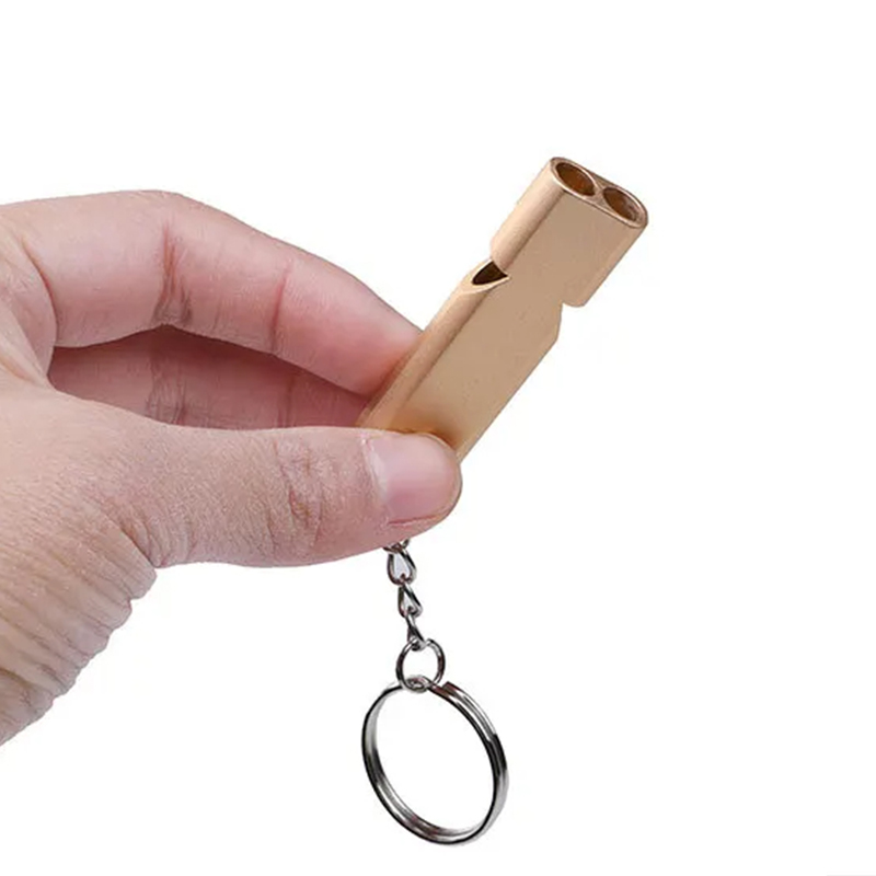 Sifflet de survie en plein air en alliage d'aluminium et métal, Double trou, haute fréquence, outil de sauvetage à décibe élevé 150db