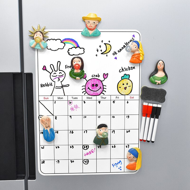 Nordique magnétique effaçable à sec calendrier hebdomadaire résistant réfrigérateur tableau blanc planificateur feuille cuisine réfrigérateur tableau blanc rappel