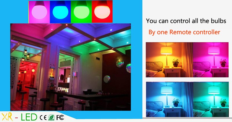 RGB Led Spot lamp E27 7 w 16 kleuren veranderen met 24 Toetsen Afstandsbediening rgb LED lamp 270 graden Lampada led