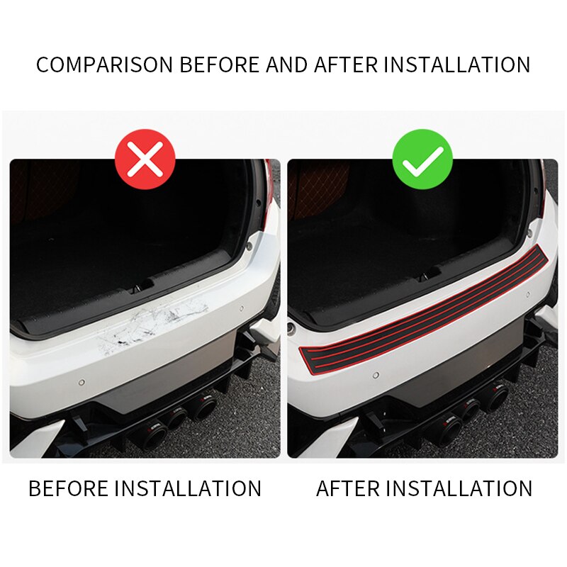 Universal Car Trunk Door Guard Strips Sill Plate Protector Rear Bumper Guard Rubber Mouldings Pad Trim Cover Strip Car Styling