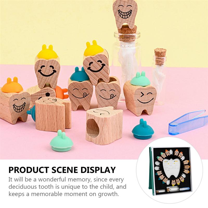 1 Set of Wooden Baby Deciduous Tooth Box Baby Tooth Preservation Case