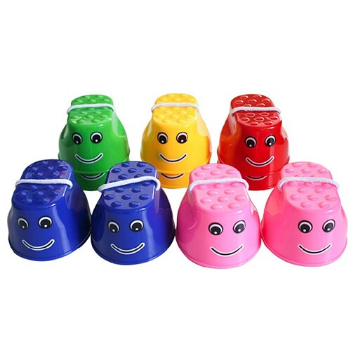 1 Paar Outdoor Plastic Balans Training Apparatuur Glimlach Springen Stelten Coördinatie Spel Springen Voeten Stelten Voor Kinderen Speelgoed: Default Title