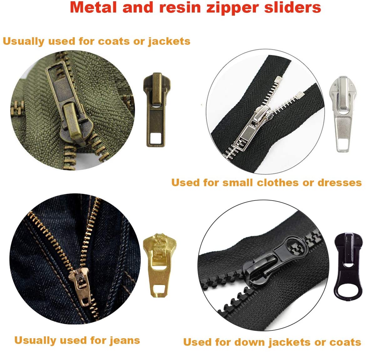 169Pcs Zipper Repair Kit Zipper Replacement Zipper Pull Rescue Kit with Zipper Install Pliers Tool for Clothing Jackets Backpack