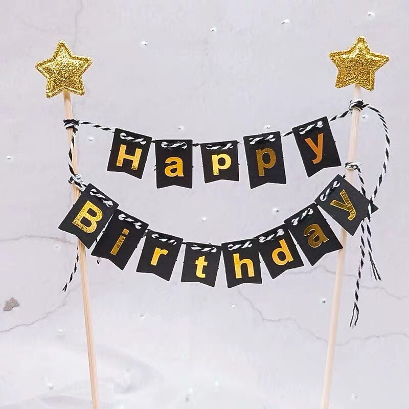 Topper para tarta de feliz cumpleaños Banner guirnalda de banderines banderas de decoración de pastel de para niños chicos niños niñas suministros