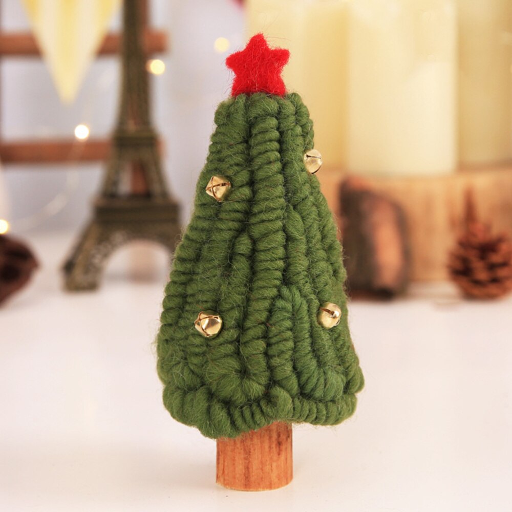 Tabletop Wool Felt Christmas Tree with Tinkle Bells Xmas Desktop Craft Decor Party Ornaments for Children Home Sto