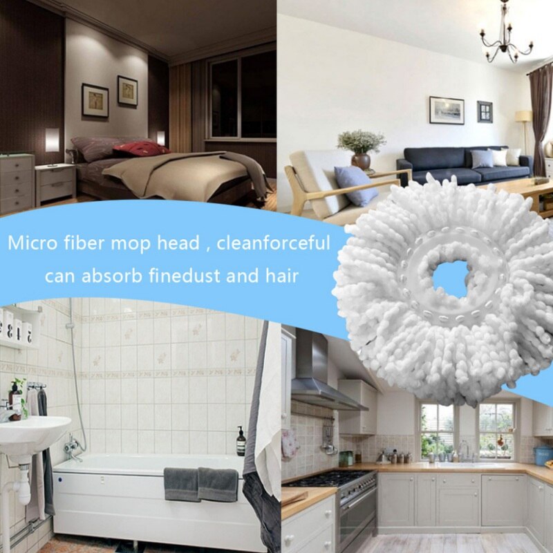 360 Rotating Round Fiber Mop Head Replaceable Microfiber Mop Heads universal circular Super absorbent Mop Refillment