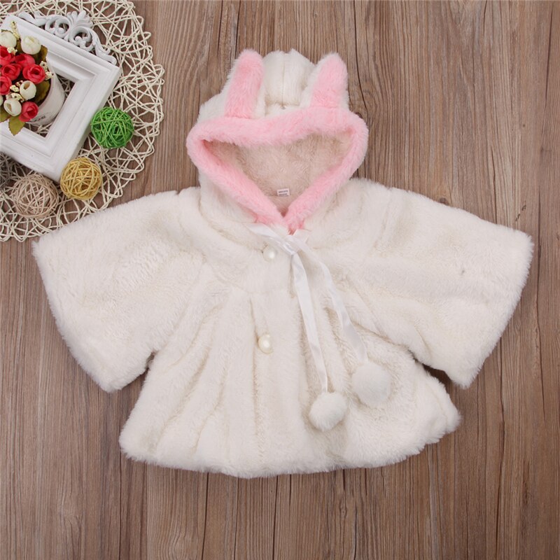 Cute Baby Toddler Girl Warm Fleece Winter 3D Ear Hooded Coat Snowsuits Jacket Cloak Clothes for Girls