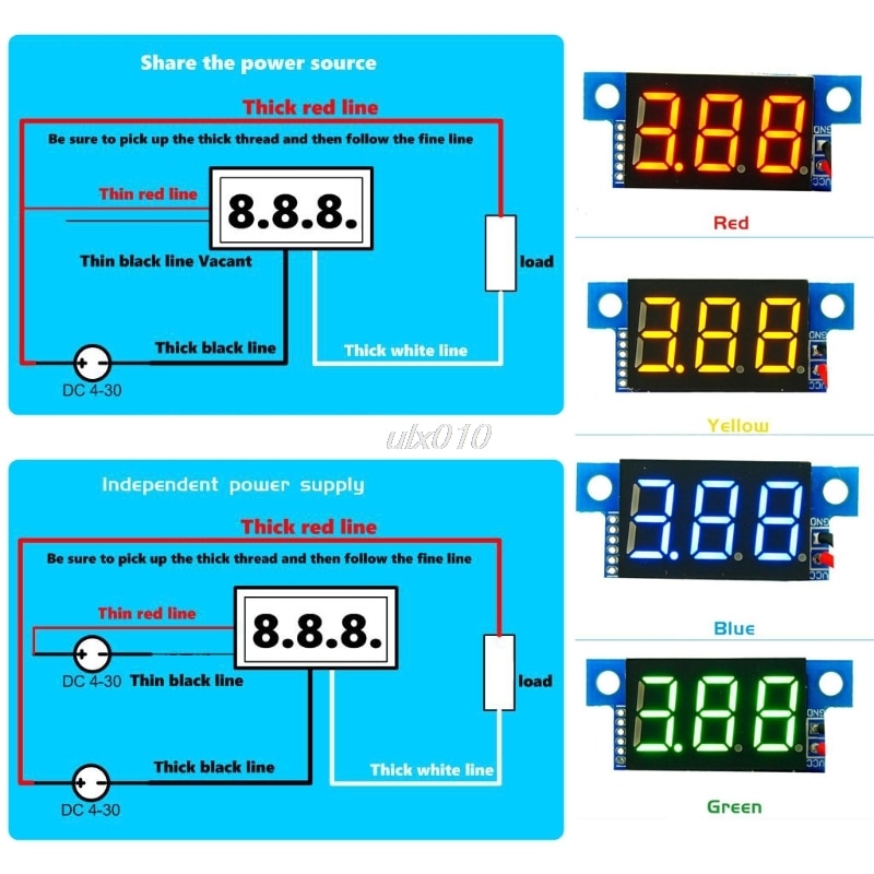 DC0-10A Digital LED Ammeter Current Panel Meter 0.36in Module Reverse Protection July