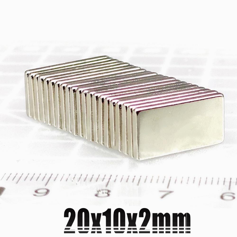 5/10//20/50Pcs 20X10X2 Neodymium Magneet 20 Mm X 10 Mm X 2 N35 Ndfeb Blok Super Krachtige Sterke Permanente Magneet