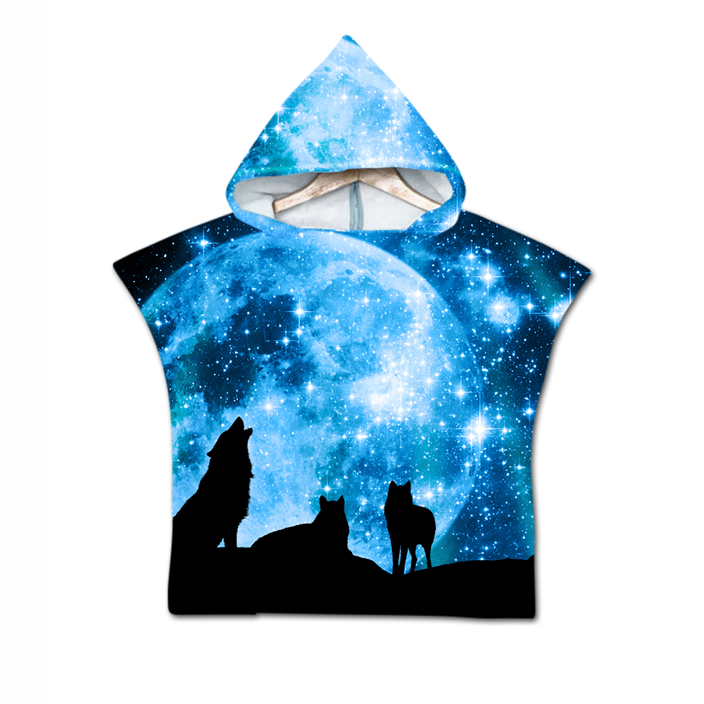 Nyhet cool varg måne enhörning baby barn barn huva handduk pool bad strand poncho handduk cape