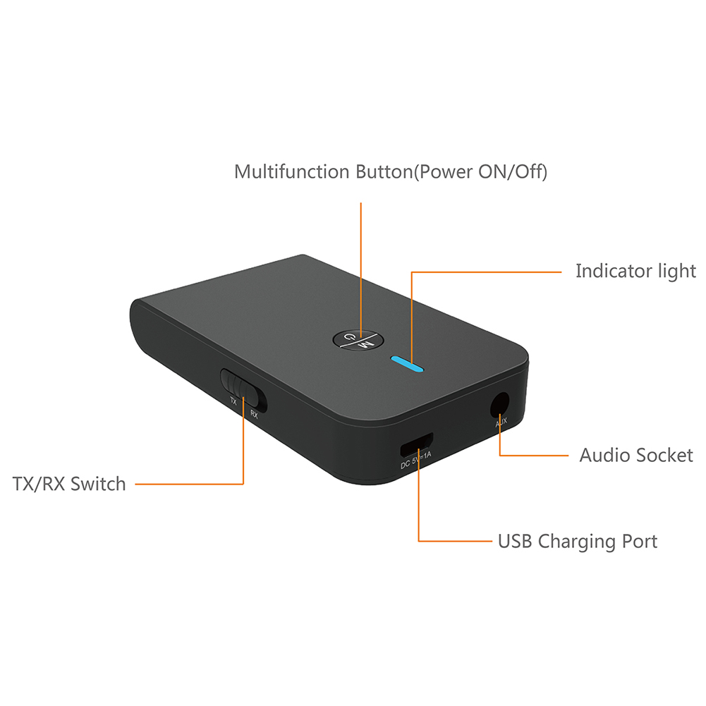 2 in bluetooth-compatible 5,0 transmitter/receiver rechargeable adapters for tv, computer, car speakers 1 3,5mm aux hifi music audio
