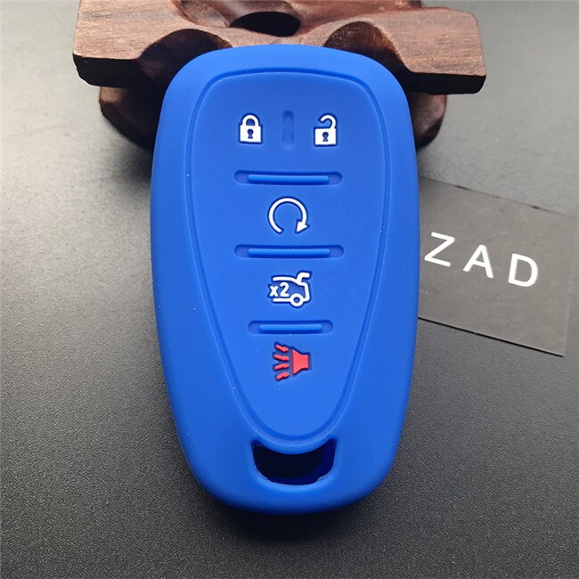 ZAD Silicone Car Key Cover Case For Chevrolet Cruze Malibu XL Camaro 5 button Smart Remote Key Case Jacket FOB: Blue