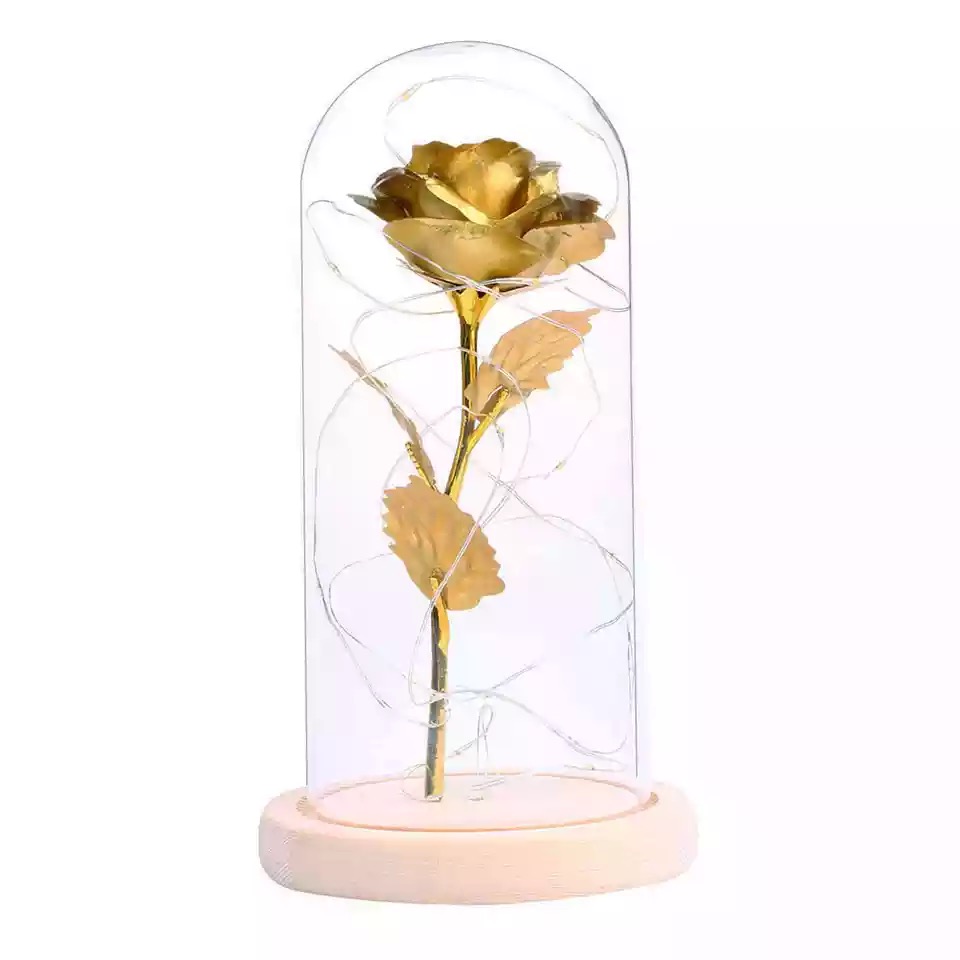 directe Galaxy Rose clignotant fleurs en flacon verre dôme pour saint valentin anniversaire décoration de mariage