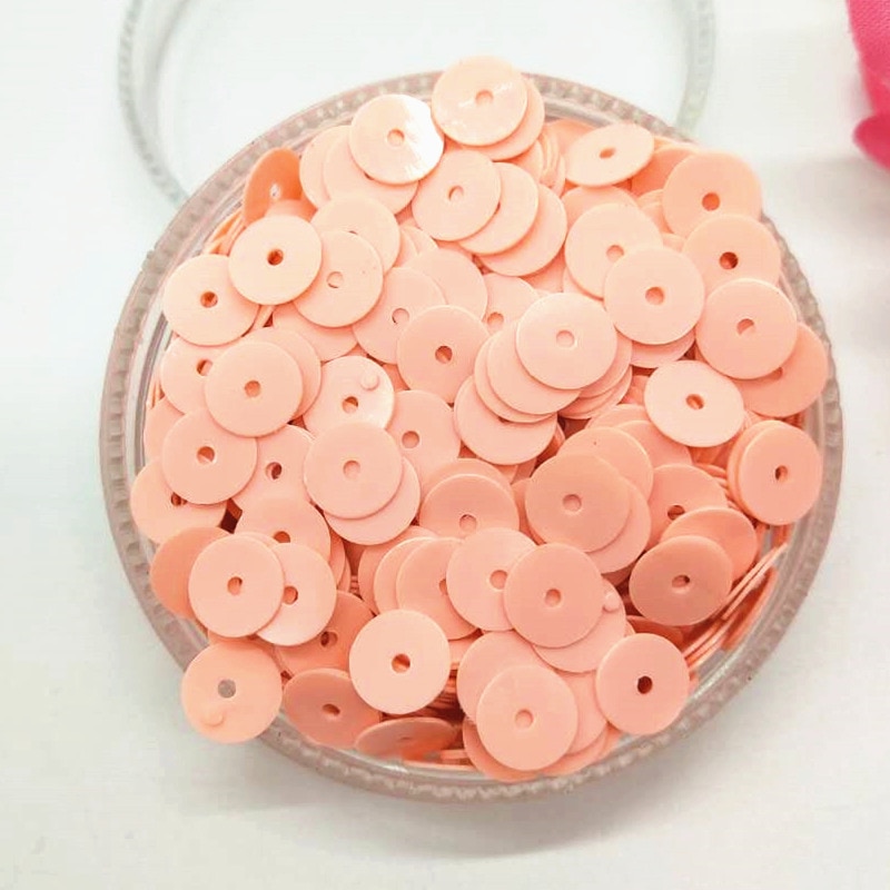 50G (4000 Stuks) 6 Mm Effen Zacht Roze Platte Ronde Pailletten Voor Craft Diy Accessoires Met 1 Midden Gat
