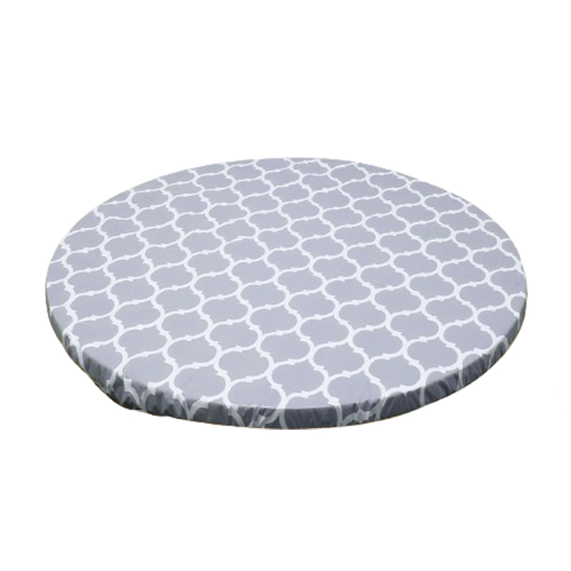Elastic Edged Vinyl Fitted Tablecloth Flannel Backed & Elastic Edge Oil Table Cover Table Protector 35''-43"/43"-55'' Diameter
