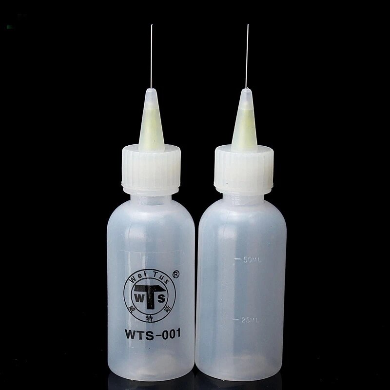 Wts -001 50ml nålespids lodning rengøring klar flydende flux alkohol olie dispenser plast håndflaske rengøringsmiddel gør det selv reparation