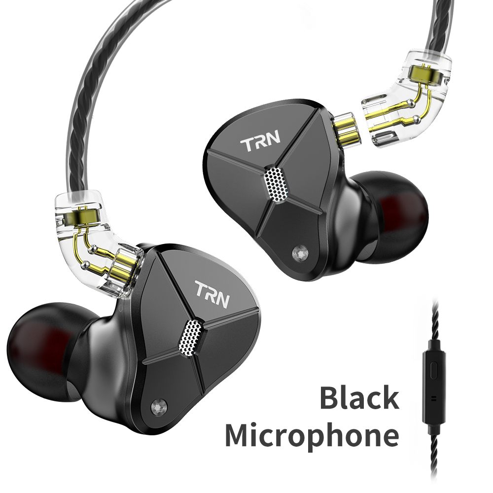 TRN BA5 5BA In Ear Earphone Metal IEM HIFI Monitor Running Sport Headset Stage Resolution Detachable 2Pin V90/ZSX/C12/AS10: black with mic