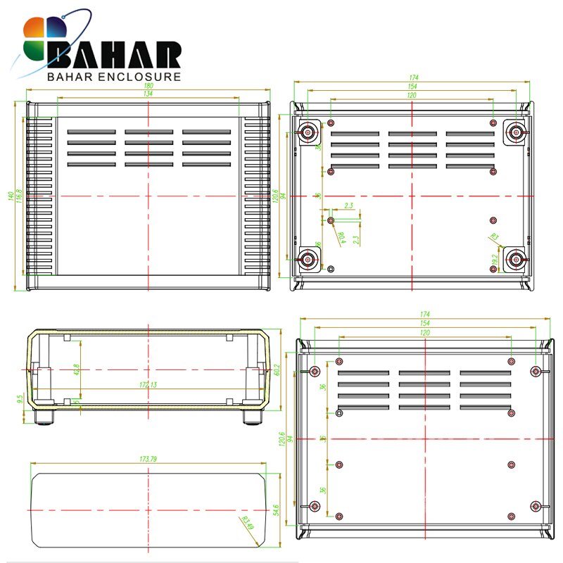 Boîtier plastique ABS 180*140*60mm | Boîtier de commande d'équipement en plastique, boîtier d'instrument de bureau, boîte de jonction
