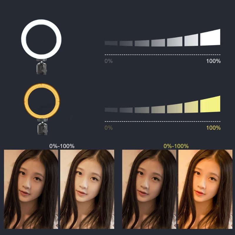 Protable Dimmable LED Studio Camera Ring Light Photo Phone Video Light Annular Lamp Ring Fill Light