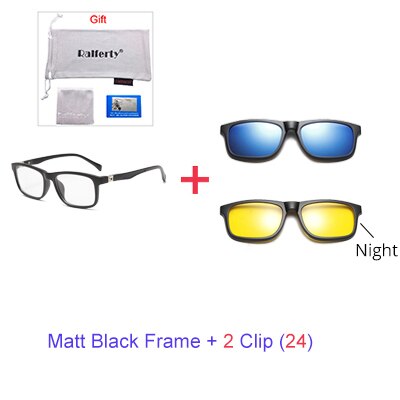 Ralferty student 5 in 1 magnetisk solbrille børn børn klip på briller  tr90 optiske recept briller stel 3d brille  tr8006: 1 ramme 2 klip 24