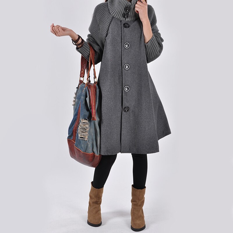 Ropa premamá invierno, capa gruesa y holgada de Color puro, abrigos con una hilera de botones, ropa de abrigo para mujer embarazada
