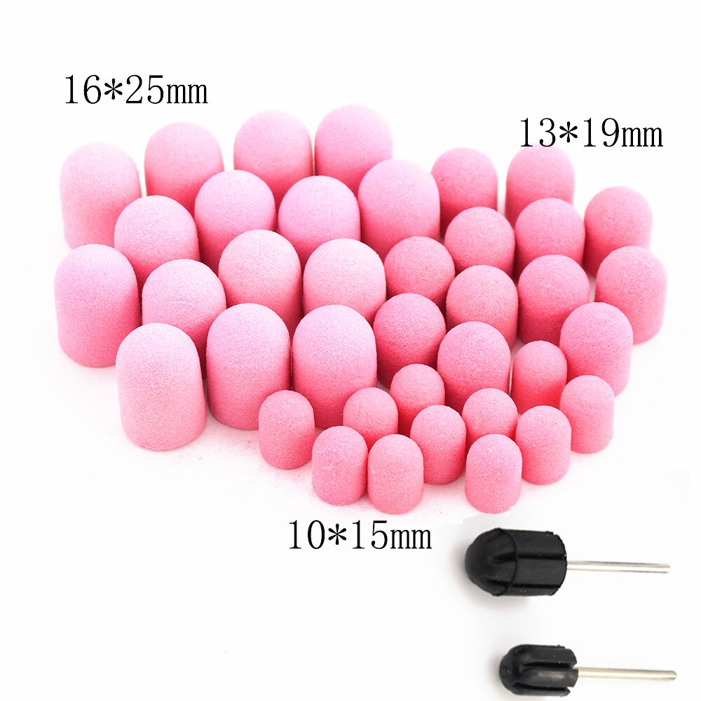 Tampas de plástico para lixar o pé, base rosa, cuidados de pedicure, polimento, areia, acessórios para broca, ferramenta de cutícula dos pés 13, 20 peças * 19mm