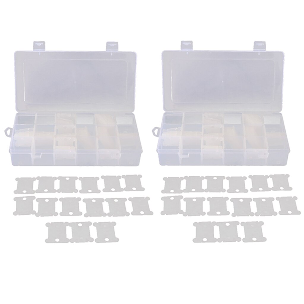 2pcs 18 Compartments Embroidery Floss Organizer Box with 240pcs Floss Bobbins for Cross Stitch Tool