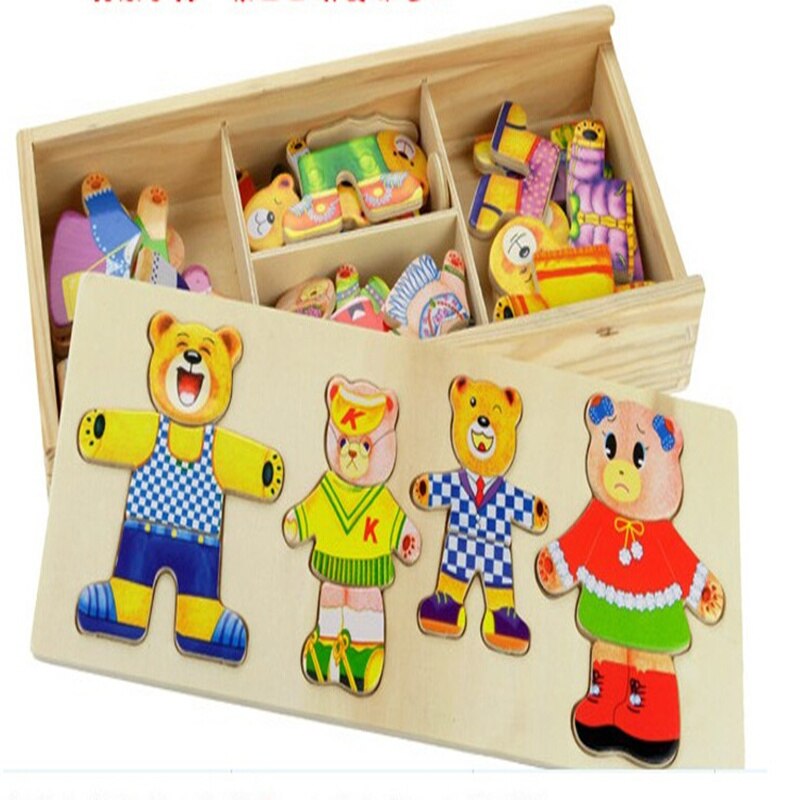 Cubs vier games RB68 houten kleding clutch jurk gepaarde vroegschoolse puzzel toys