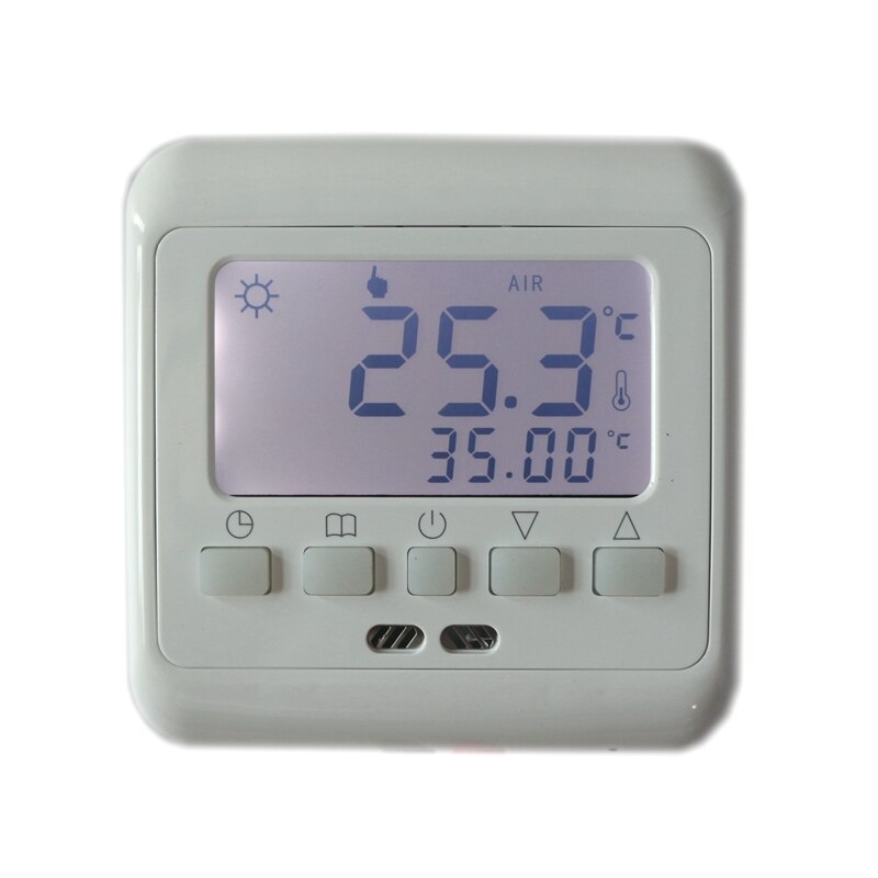 Weekly Programmable Temperature Controller Floor Heating Thermostat Touch Screen White LCD Backlight BYL104B with NTC Sensor